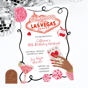 Handgetekende illustratie Las Vegas verjaardagswee Kaart