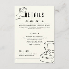 Handgetekende Illustratie Minimalistische Trouwdet Informatiekaartje
