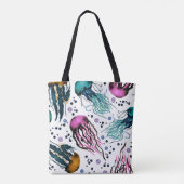Handgetekende illustratie. Naadloos patroon. Digit Tote Bag (Achterkant)
