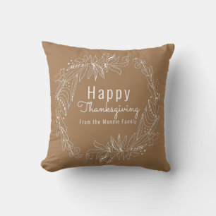 Handgetekende illustratie van een Thanksgiving-eik Kussen