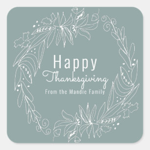 Handgetekende illustratie van Thanksgiving Eikel K Vierkante Sticker