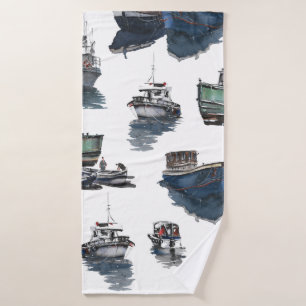 Handgetekende illustratie. Waterverf naadloos onde Badhanddoek
