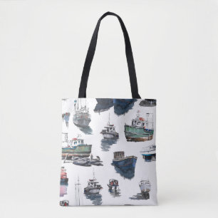 Handgetekende illustratie. Waterverf naadloos onde Tote Bag