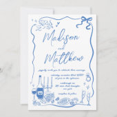 Handgetekende Illustraties Doodles Bruiloft Kaart (Voorkant)