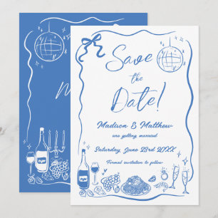 Handgetekende Illustraties Krabbel Doodles Bruilof Save The Date