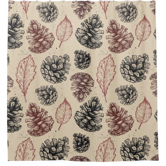 Handgetekende illustraties. Naadloos patroon Douchegordijn (Voorkant)