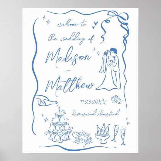 Handgetekende Illustraties Tekeningen Trouw Welkom Poster (Voorkant)