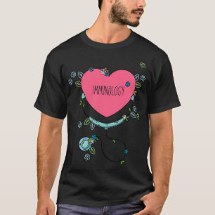 Handgetekende immunologie Stethoscoop Love Cute Im T-shirt