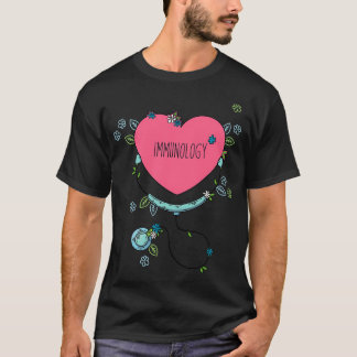 Handgetekende immunologie Stethoscoop Love Cute Im T-shirt