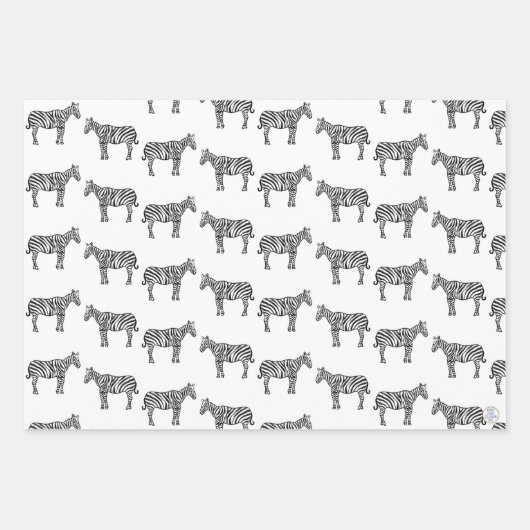 Handgetekende inkt Zebra Safari Wildlife Animal Inpakpapier Vel (Voorkant 3)