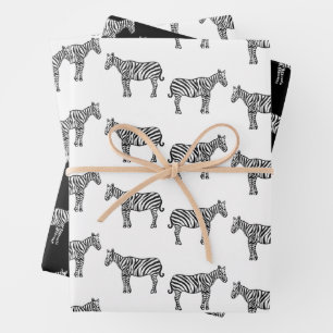Handgetekende inkt Zebra Safari Wildlife Animal Inpakpapier Vel