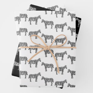 Handgetekende inkt Zebra Safari Zoo Animal Wildlif Inpakpapier Vel