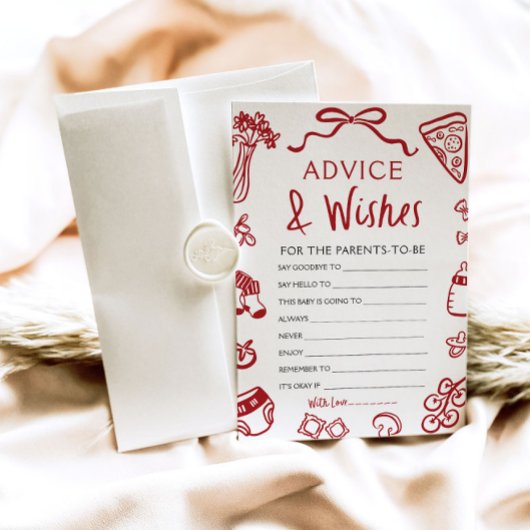 Handgetekende Italiaans Baby shower Advies en wens Kaart