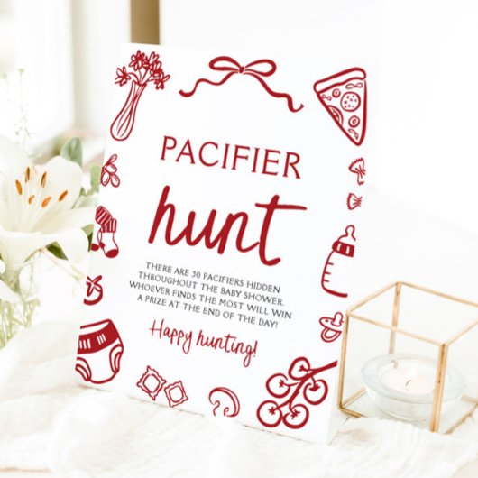 Handgetekende Italiaanse Baby Pacifier Hunt Baby s Reclamebord Met Voetstuk