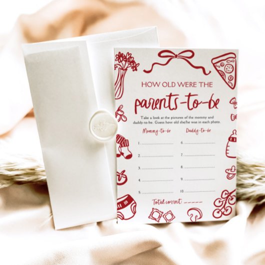 Handgetekende Italiaanse Baby shower hoe oud ze wa Kaart