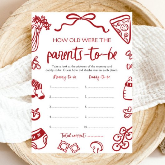 Handgetekende Italiaanse Baby shower hoe oud ze wa Kaart