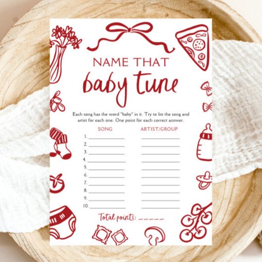 Handgetekende Italiaanse Baby shower naam die Baby Kaart