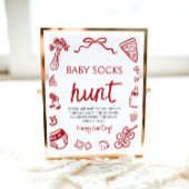 Handgetekende Italiaanse Baby-Sokken jagen op Baby Poster
