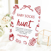 Handgetekende Italiaanse Baby-Sokken jagen op Baby Reclamebord Met Voetstuk