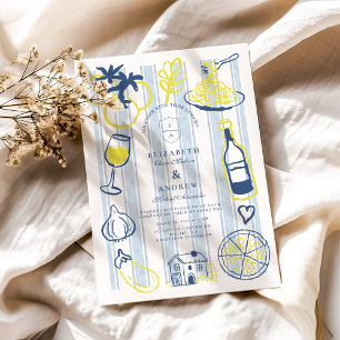 Handgetekende Italiaanse bruiloft thema Kaart