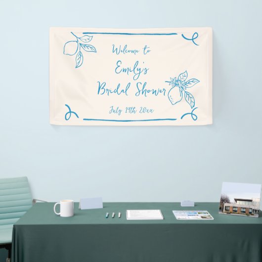 Handgetekende Italiaanse citroen bruidsdouche welk Spandoek (Beurs)