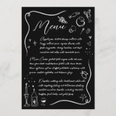 Handgetekende Italiaanse Doodle Zwart-wit bruiloft Menu (Voorkant)