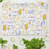 Handgetekende Italiaanse gerechten Theedoek (Gevouwen)