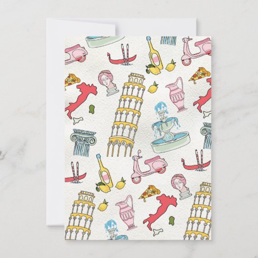 Handgetekende Italiaanse mediterrane partij Rome Kaart (Achterkant)