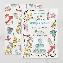 Handgetekende Italiaanse mediterrane partij Rome Kaart