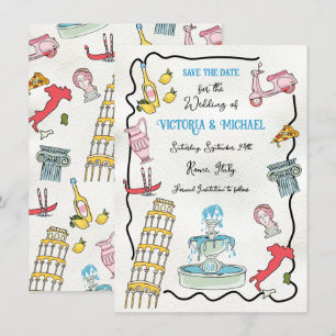 Handgetekende Italiaanse mediterrane partij Rome Kaart