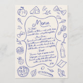 Handgetekende Italiaanse Menu Blauw en Crème (Voorkant)