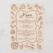 Handgetekende Italiaanse stijl menu rood-creme lan (Voorkant)