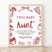 Handgetekende Italiaanse Tiny Baby Hunt Baby showe Poster