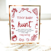 Handgetekende Italiaanse Tiny Baby Hunt Baby showe Poster