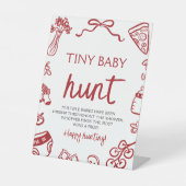 Handgetekende Italiaanse Tiny Baby Hunt Baby showe Reclamebord Met Voetstuk (Voorkant)