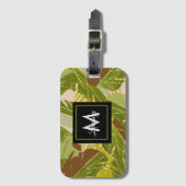 Handgetekende Jungle Groene Bruine Blad Bagagelabel (Voorkant (verticaal))