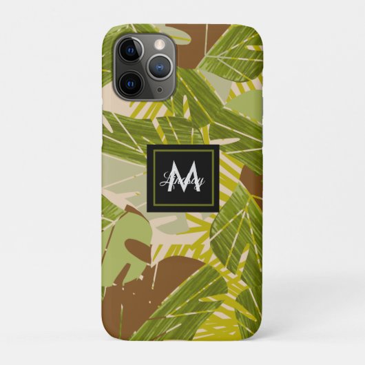 Handgetekende Jungle Groene Bruine Blad Case-Mate iPhone Case (Achterkant)