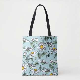 Handgetekende kamille patroon. tote bag