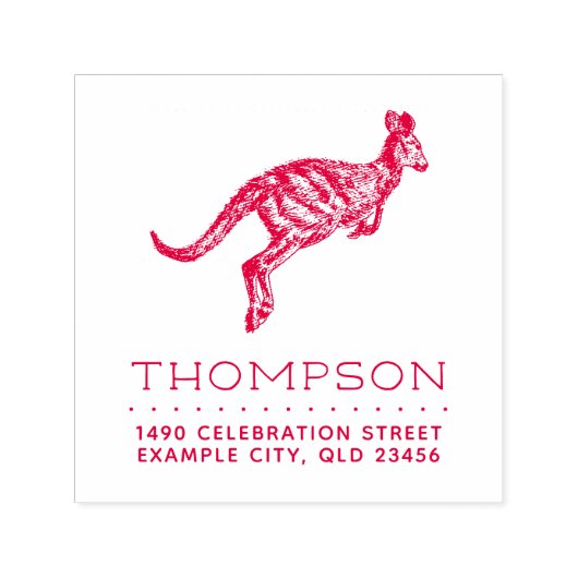 Handgetekende Kangaroo familienaam Retouradres Zelfinktende Stempel (Design)