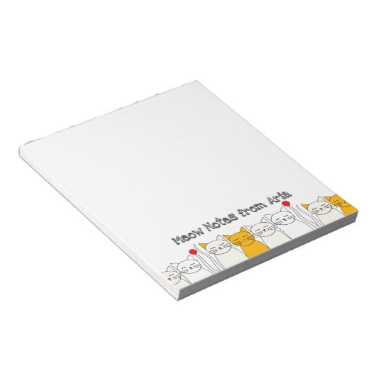 Handgetekende Kat Moderne kat met aangepaste naam Notitieblok (Schuin)