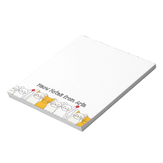 Handgetekende Kat Moderne kat met aangepaste naam Notitieblok (Linkerzijde)