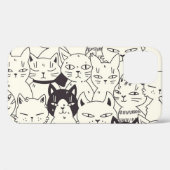 Handgetekende katten doodle naadloos patroon. Case-Mate iPhone case (Achterkant (horizontaal))