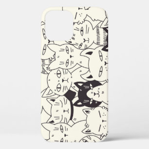 Handgetekende katten doodle naadloos patroon. Case-Mate iPhone case