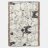 Handgetekende katten doodle naadloos patroon. deken (Voorkant Verticaal)