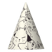 Handgetekende katten doodle naadloos patroon. feesthoedjes (Achterkant)