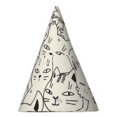 Handgetekende katten doodle naadloos patroon. feesthoedjes (Rechts)