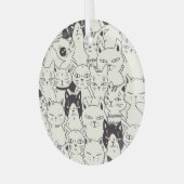 Handgetekende katten doodle naadloos patroon. glas ornament (Voorkant links)