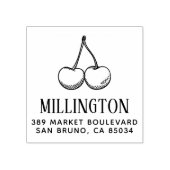 Handgetekende Kersen Familienaam & Retouradres Rubberstempel (Afrduk)