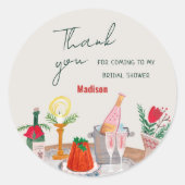 Handgetekende kerst bruidsdouche bedankje ronde sticker (Voorkant)