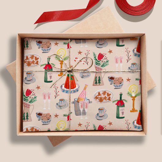 Handgetekende Kerst Bruidsdouche Deel Eén Recept Tissuepapier